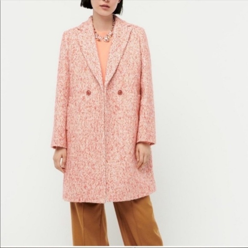 NWT J. Crew x Nalya Pink Tweed Daphne Car Coat - Fabric Made in Italy